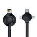 Kabel Baseus 4w1 Lightning / USB Typ C / micro USB 18cm z ładowarką Qi do Apple Watch