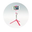 Tripod mini statyw na telefon do selfie z pilotem Pink