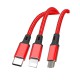 Kabel USB 3in1 USB - micro USB / Lightning / USB Type C 2.4A XO NB173 RED 1,2m