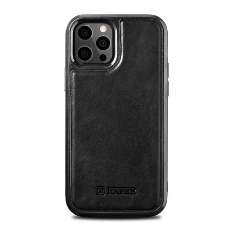 Etui iCarer do iPhone 12/12 Pro Leather Oil Wax Black