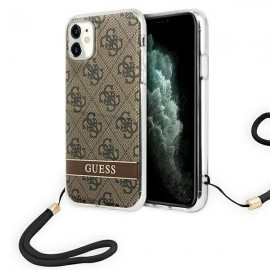 Etui Guess do iPhone 11 Hardcase Print Strap Brown