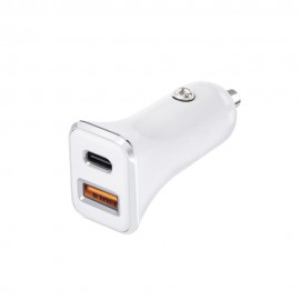 Ładowarka Samochodowa Forcell USB 3.0 + USB C QC PD 20W White