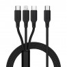 Kabel USB 3w1 Lightning / USB Typ C / micro USB C171 1,2 m Black