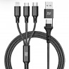 Kabel 4w1 USB C / USB A do Micro USB / Lightning / USB C Blue Star 2,4A 12W Cafule 1,2 m C172