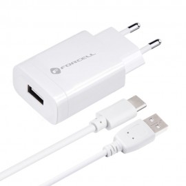 Ładowarka Sieciowa Forcell 2,4A Quick Charge 3.0 + kabel Typ C