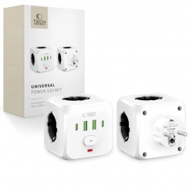 Listwa zasilająca Tech-Protect PCL3X4 Power Socket 2xUSB-A, 2xUSB-C, 3xAC White