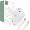 Szybka ładowarka sieciowa 2x USB Typ C 35W PD QC 3.0 Tech-Protect + kabel Typ C
