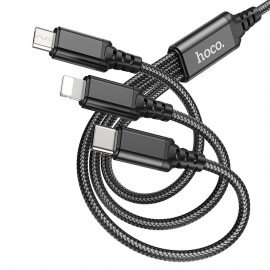 Kabel USB 3w1 Lightning / USB Typ C / micro USB Hoco 2A 1 m X76 Black