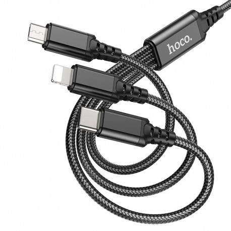 Kabel USB 3w1 Lightning / USB Typ C / micro USB Hoco 2A 1 m X76 Black