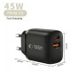 Szybka ładowarka sieciowa USB + USB Typ C Tech-Protect PD 45W QC3.0 + kabel Typ C