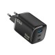 Szybka ładowarka sieciowa Nano GaN 2x USB C + USB A QC4.0 PD 3A 65W VT-335 Blue Star