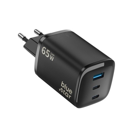 Szybka ładowarka sieciowa Nano GaN 2x USB C + USB A QC4.0 PD 3A 65W VT-335 Blue Star
