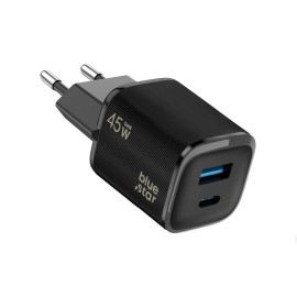Szybka ładowarka sieciowa Nano GaN USB C + USB A QC4.0 PD 3A 45W VT-334 Blue Star