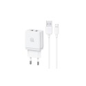 Ładowarka sieciowa USAMS 2xUSB-A 18W + kabel USB-A / Lightning White